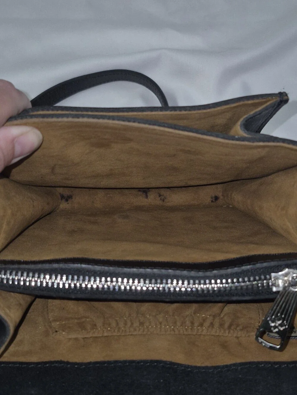 Patricia Nash Buckley Black Leather 3 Compartment North South Crossbody Purse